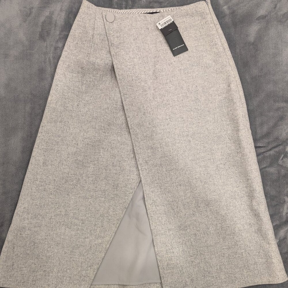 Club Monaco Heather Gray Wrap-Front A-Line Skirt